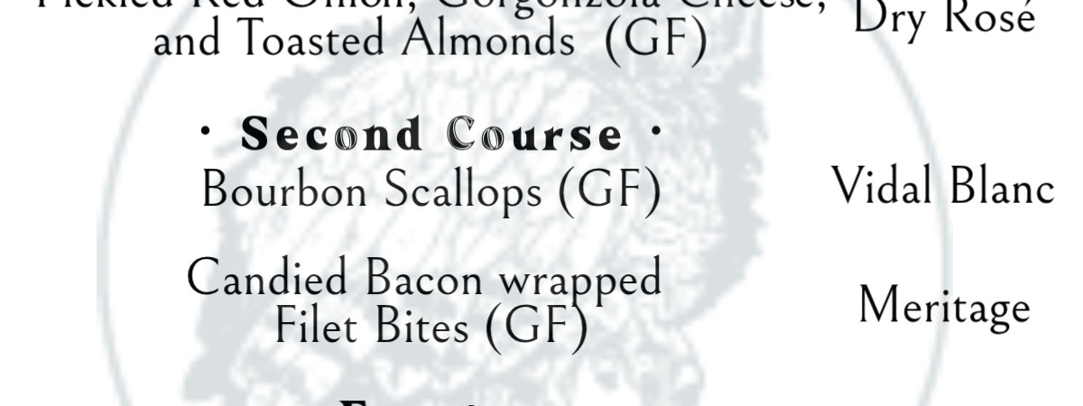 Wine Pairing Dinner menu