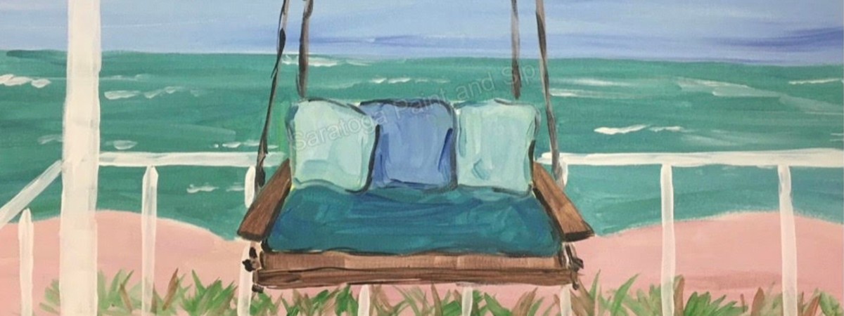 painting of chair hanging on deck