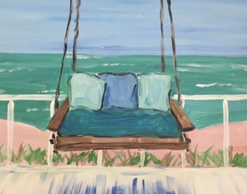 painting of chair hanging on deck
