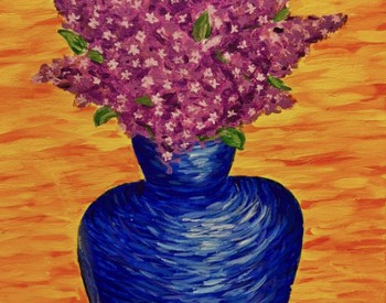 blue vase with flowers