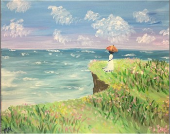 woman on a cliff painting