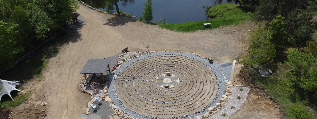aerial view of the adirondack labyrinth