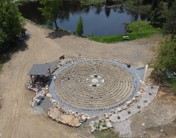 aerial view of the adirondack labyrinth