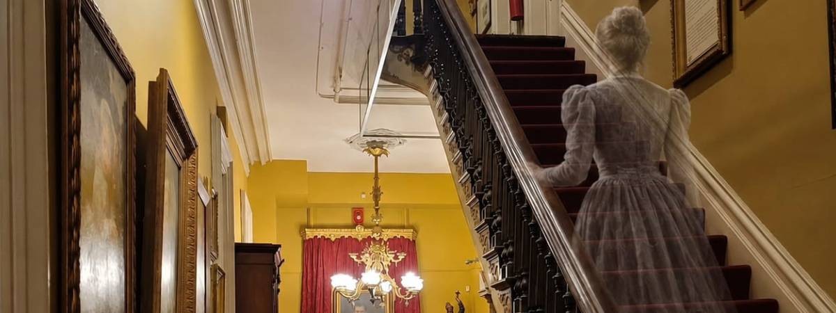 ghost walks up stairs