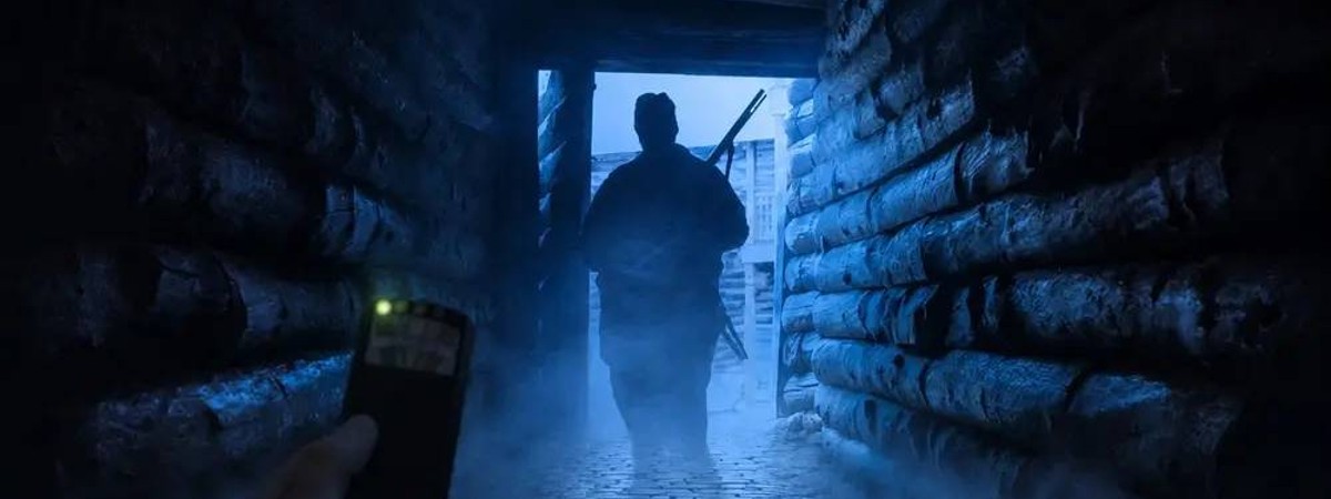 soldier in blue light