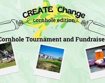 CREATE Change Cornhole Tournament fundraiser at Artisanal Brew Works in Saratoga Springs, featuring cornhole, live music, food, drinks and art-making to benefit CREATE Community Studios.