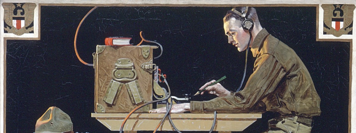 U.S. Army Teaches a Trade (G.I. Telegrapher), an oil on canvas painting created by Norman Rockwell in 1919