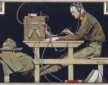 U.S. Army Teaches a Trade (G.I. Telegrapher), an oil on canvas painting created by Norman Rockwell in 1919