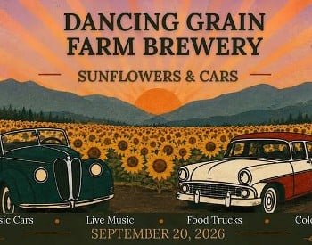 dancing grain farm brewery sunflowers cars