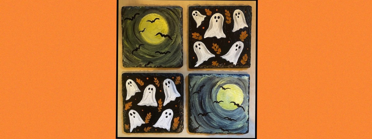 slate coasters halloween
