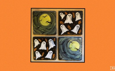 slate coasters halloween