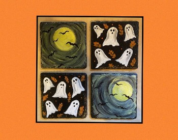 slate coasters halloween