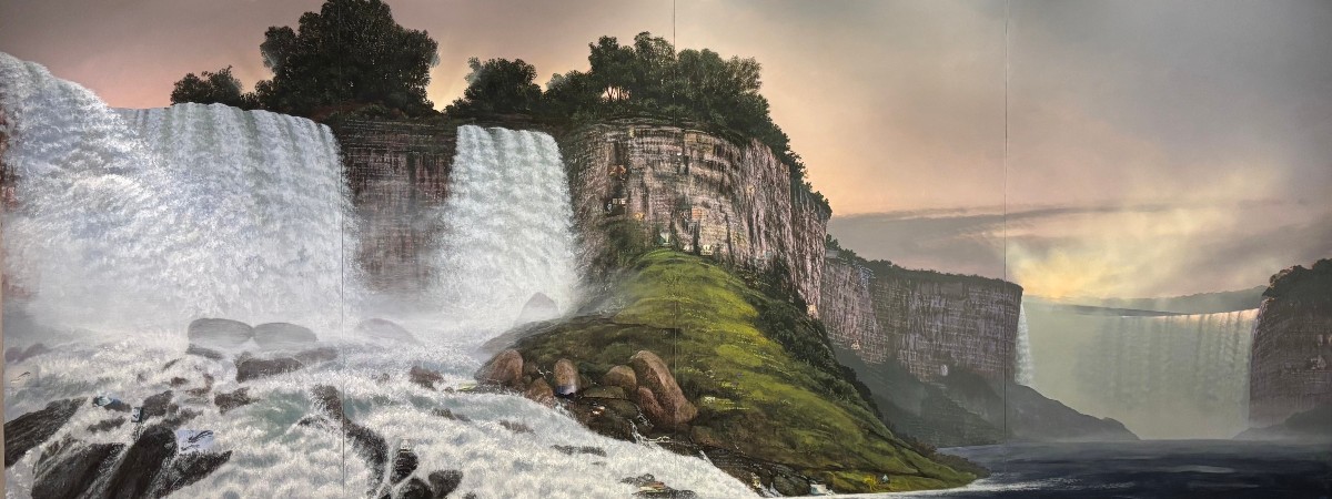 Stephen Hannock's painting The Great Falls; for Xu Bing