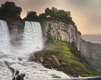 Stephen Hannock's painting The Great Falls; for Xu Bing