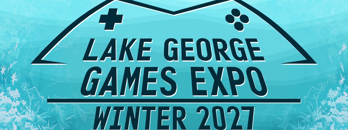 Ice-Blue Logo of the Lake George Games Expo Winter 2027 event