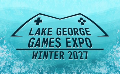 Ice-Blue Logo of the Lake George Games Expo Winter 2027 event