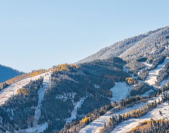 ski mountain during winter day, zoomed out