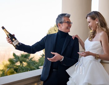 a man with a bride and champagne
