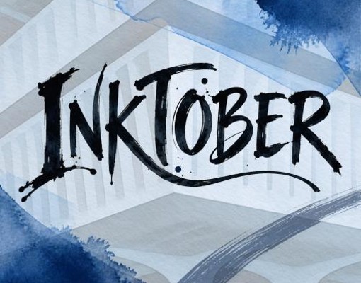 Text reading: Inktober in a fancy font
