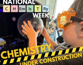 Text stating: National Chemistry Week with an image of the NYSM logo in the upper lefthand corner