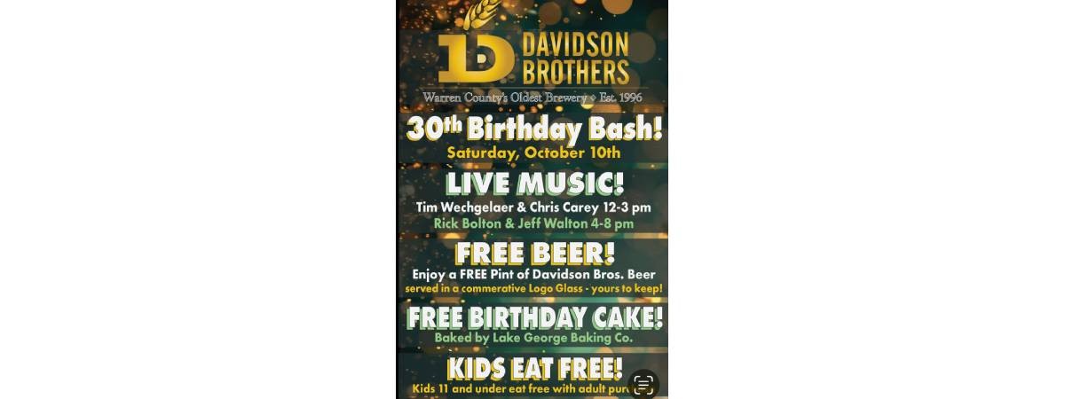davidson brothers 30th birthday bash poster