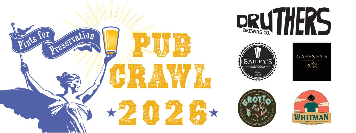 Pub Crawl logo with participating bar logos: Druthers, Bailey's Gaffney's The Grotto, and Whitman Brewing