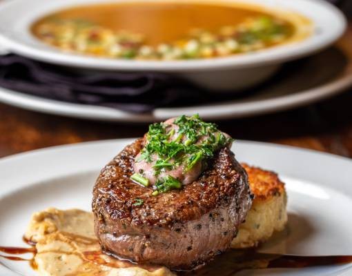 filet mignon and soup
