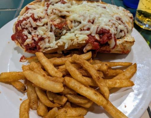 meatball sub and fries