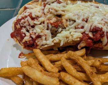 meatball sub and fries
