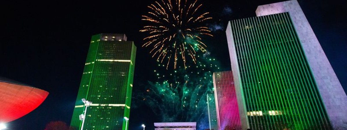 fireworks over empire state plaza