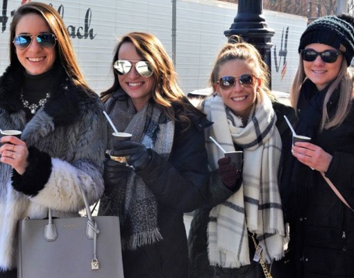 four women with chowder samples
