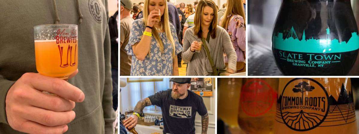 collage of beers and people at brewfest