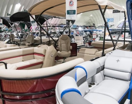 pontoon boats on display