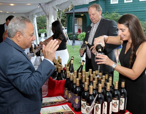 people at a wine table