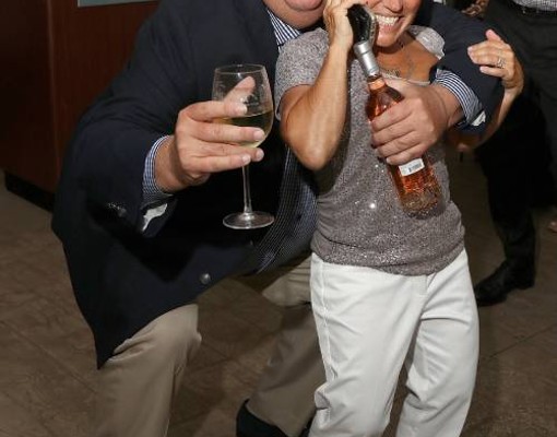 man and woman at party event