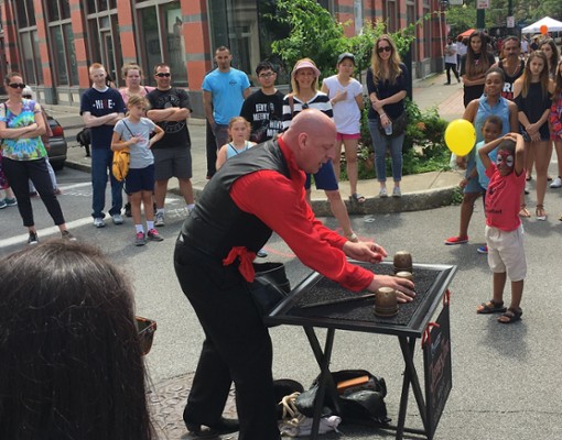 man doing a demonstration for crowd