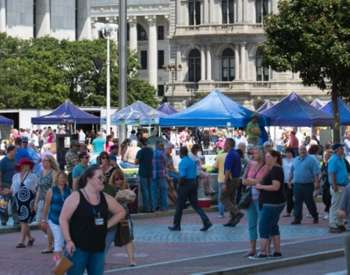 people at outdoor food festival