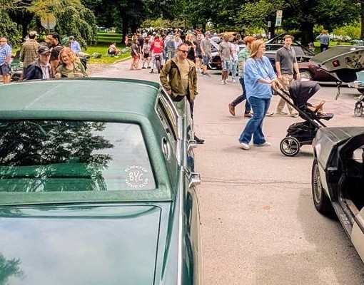 people and cars