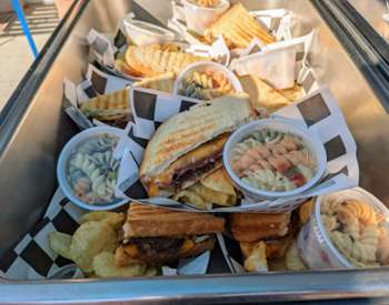 sandwiches and pasta salad