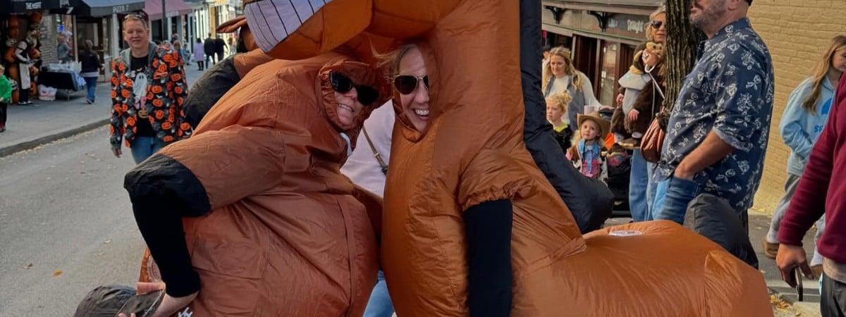 two women dressed as horses for Halloween