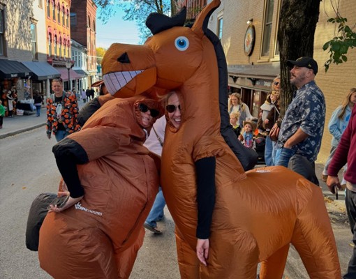 two women dressed as horses for Halloween
