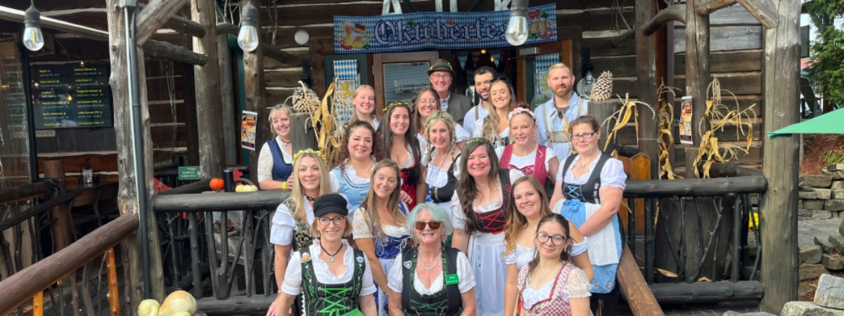 Oktoberfest crowd in front of ADK Brewery entrance