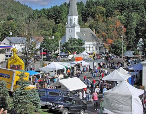 Street view from above of the annual Warrensburg Garage Sale