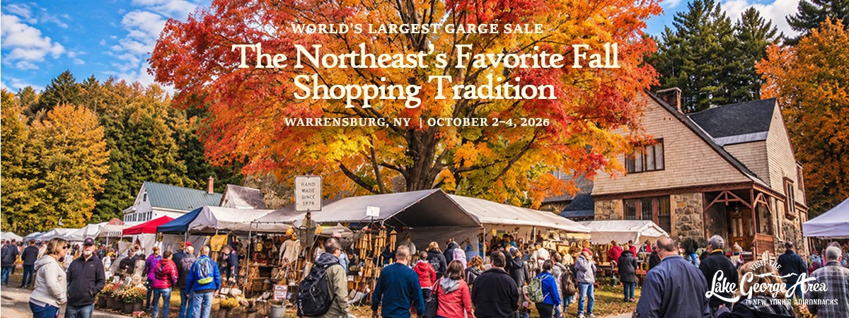 garage sale attendees and fall foliage