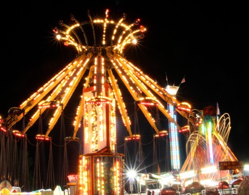 ride lit up at night