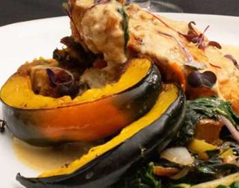 acorn squash based meal with a sauce