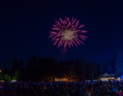 fireworks over crowd at crandall park
