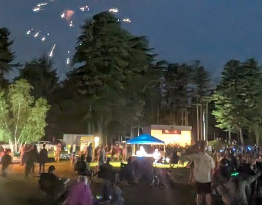 fireworks over crowd at crandall park
