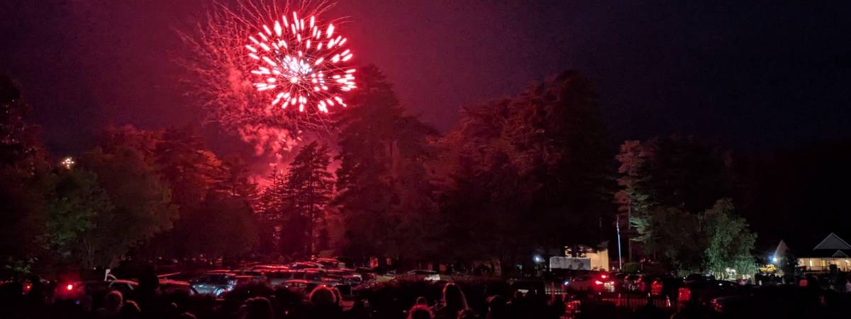 fireworks over crowd at crandall park