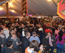 people at oktoberfest tent